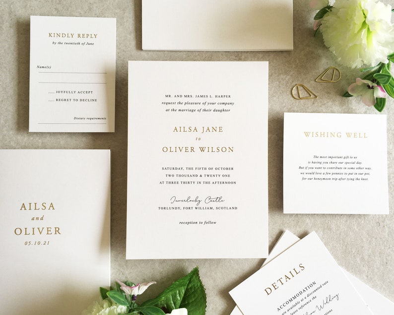 Ailsa Foil Print Concertina Wedding Invitation & Save the Date. Folding Wedding Invitations. Gold Foil Wedding Invite. Luxury Wedding. image 4