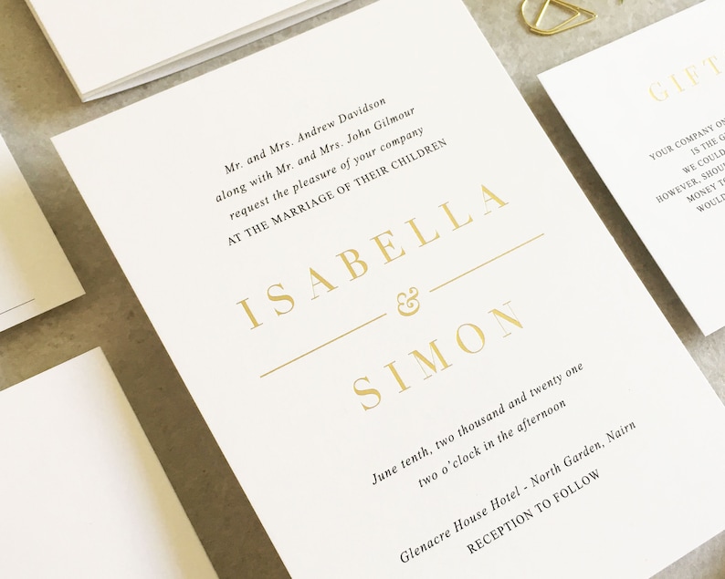 Isabella Ink & Foil Wedding Invitation Set Wedding Invite Foil Wedding Invitation Gold Wedding Invitation Elegant Wedding Invitation image 2