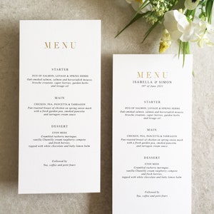 Karta menu weselnego Isabella - Menu weselne - Menu weselne w folii - Złote menu weselne - Różowo-złote menu weselne - Srebrne menu weselne -