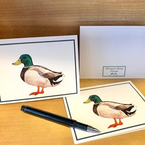 Cartes pliées originales avec impression d'art Canard colvert, coffret de cartes pour notes A2 pliées de haute qualité avec enveloppes