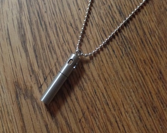 Cylinder - Stainless Steel Essential Oil Necklace - Aromatherapy Necklace - Diffuser Necklace - Mens, Boys, Unisex