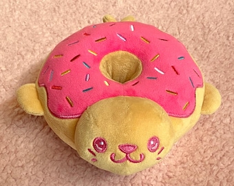 Collectible Strawberry Donut Seal Plush, Cute Soft Donut Art, Original Design!