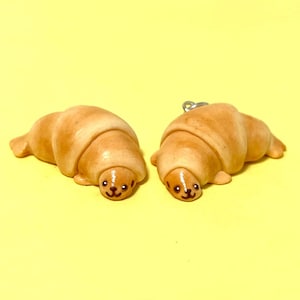 Miniature Polymer Clay Croissant Seal Sculpture / Tiny Polymer Clay Charm Suitable for Keychains & Necklaces