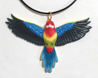 Kiola Designs Colorful Parrot Bird Head Pendant Necklace