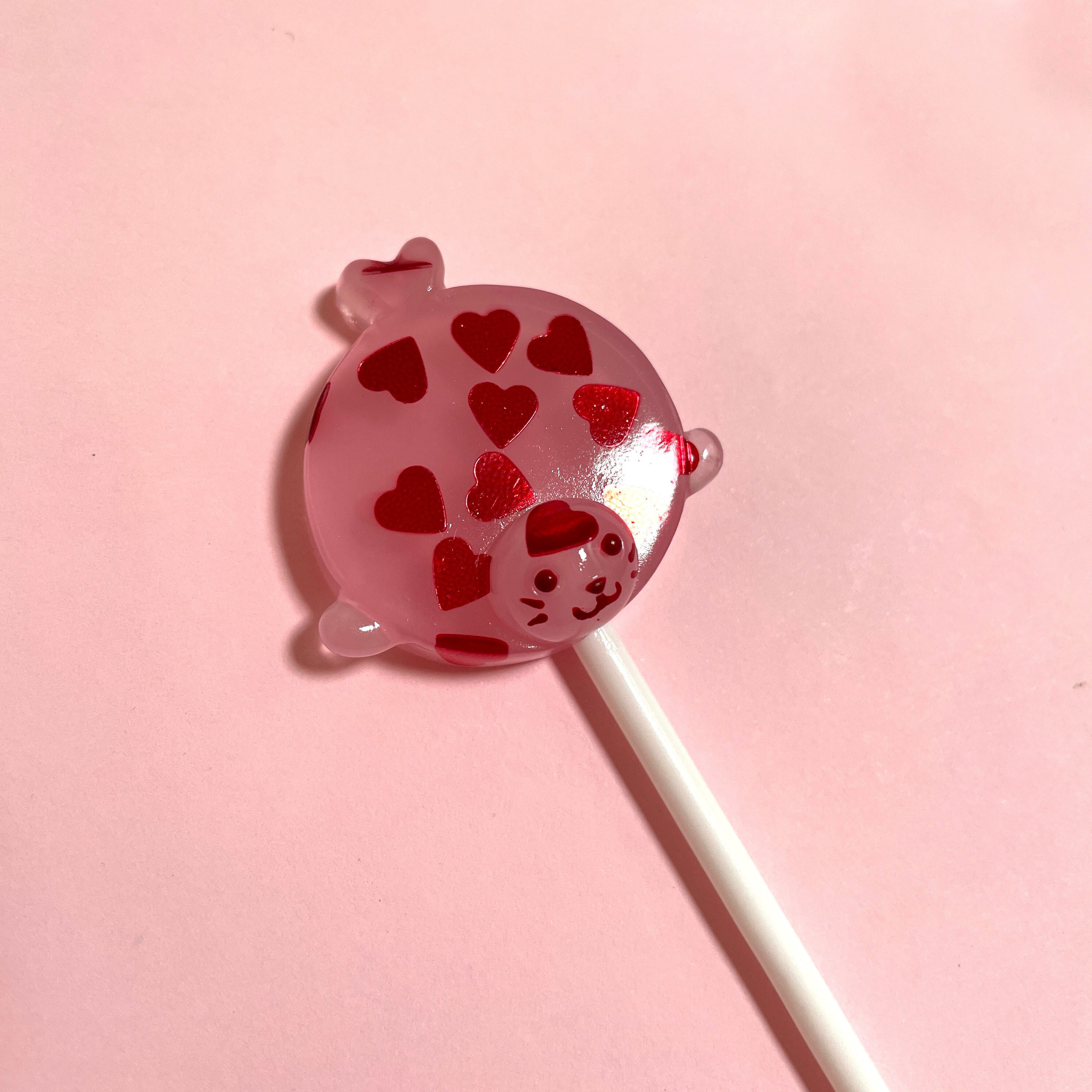 Bonbons coeur d'amour, ornement rose en forme de phoque en forme de sucette (version opaque)