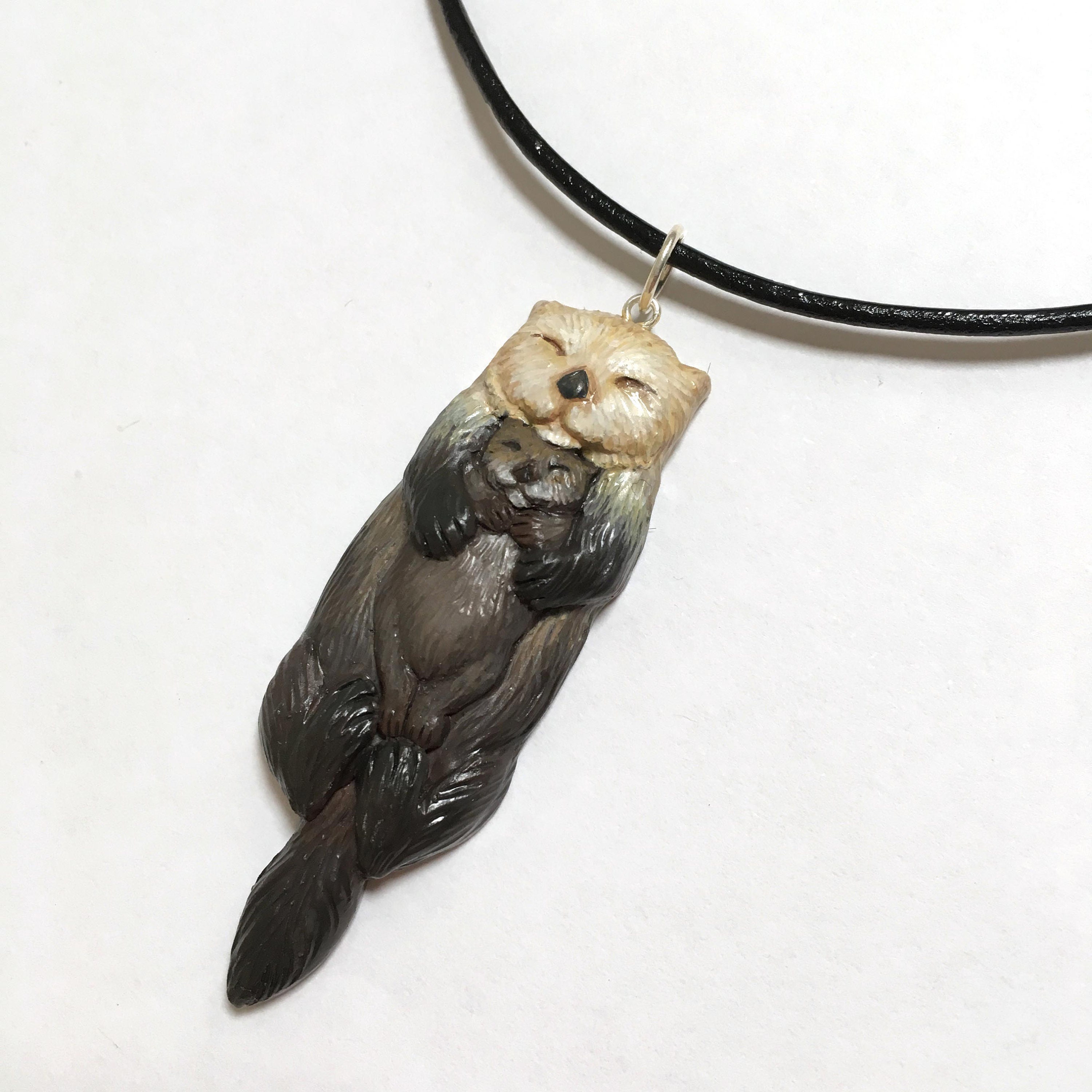 Sea Otter Necklace Polymer Clay Otter Pendant Cute Animal Etsy Australia