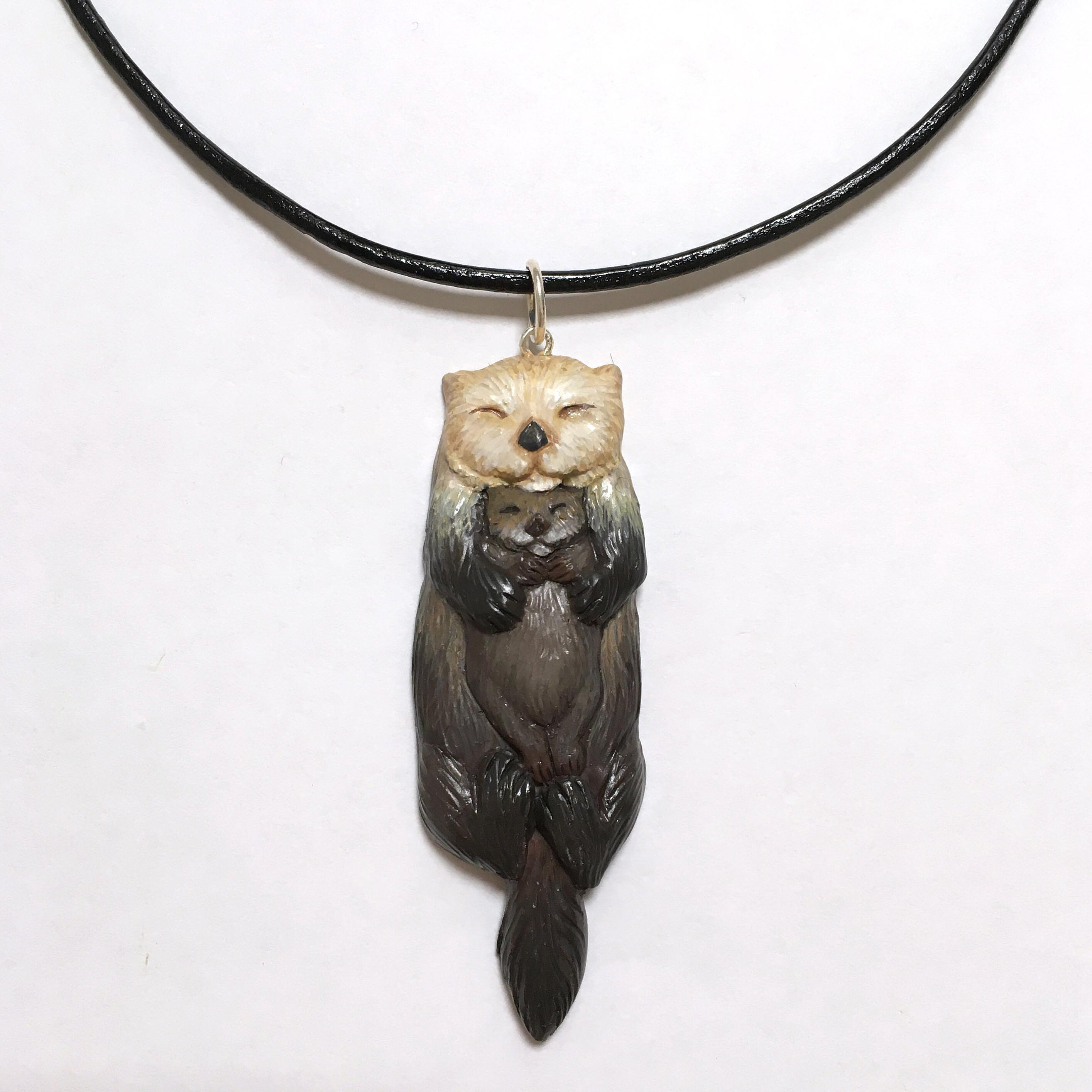 Sea Otter Necklace Polymer Clay Otter Pendant Cute Animal Etsy Australia