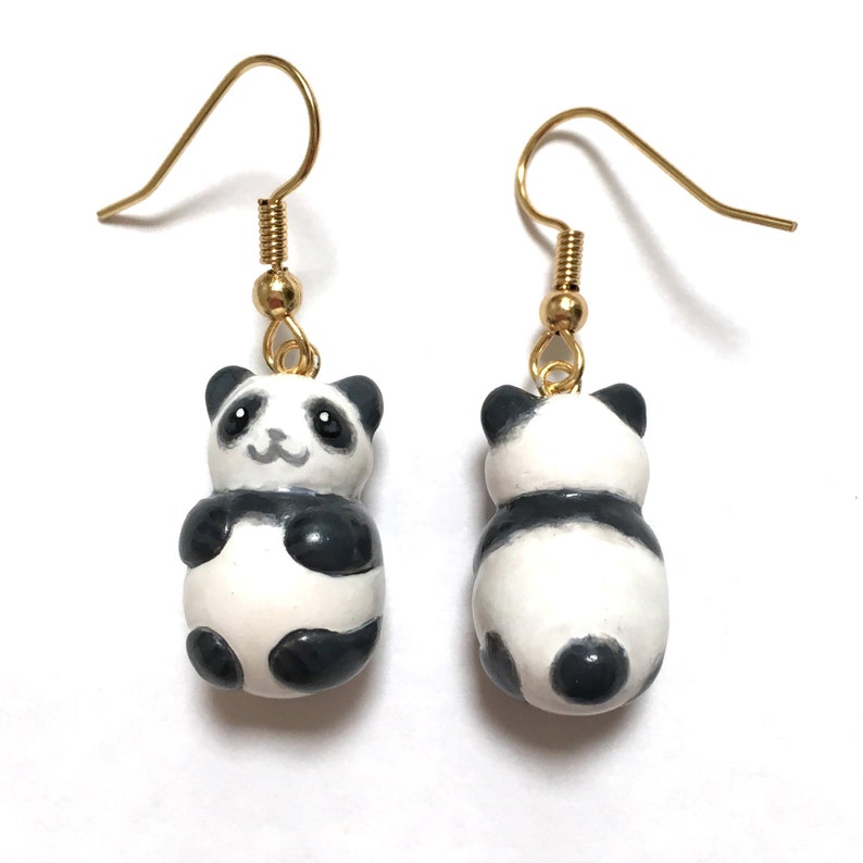 Giant Panda Earrings Miniature Panda Charms Kawaii Panda Gift Cute Animal Earrings Panda Bear Earrings Tiny Pandas Little Bears