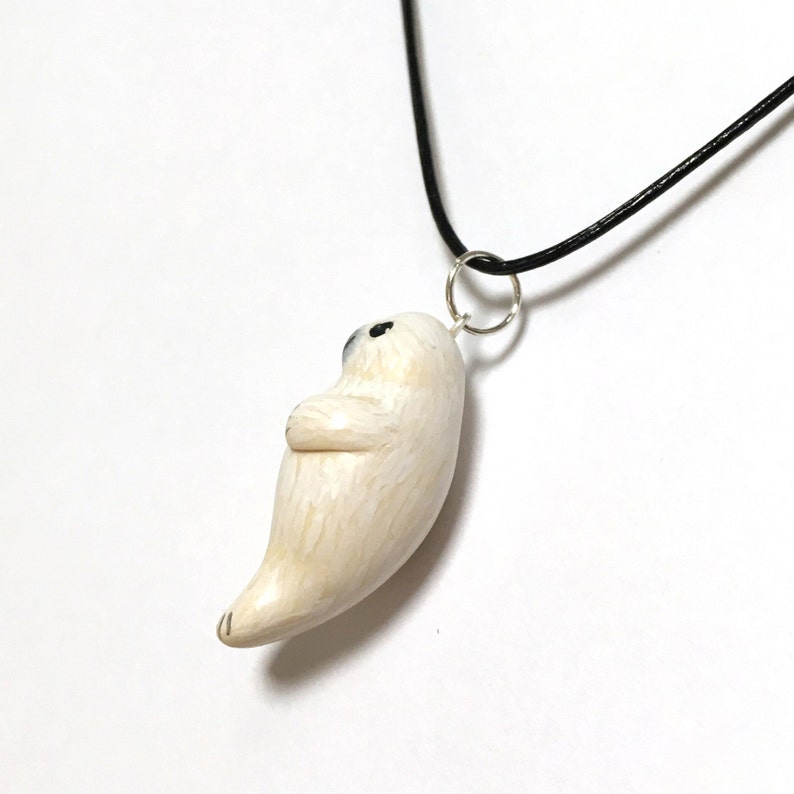 Seal Charm Necklace, White Baby Seal, Miniature Polymer Clay Pendant, Cute Seal Jewellery image 7