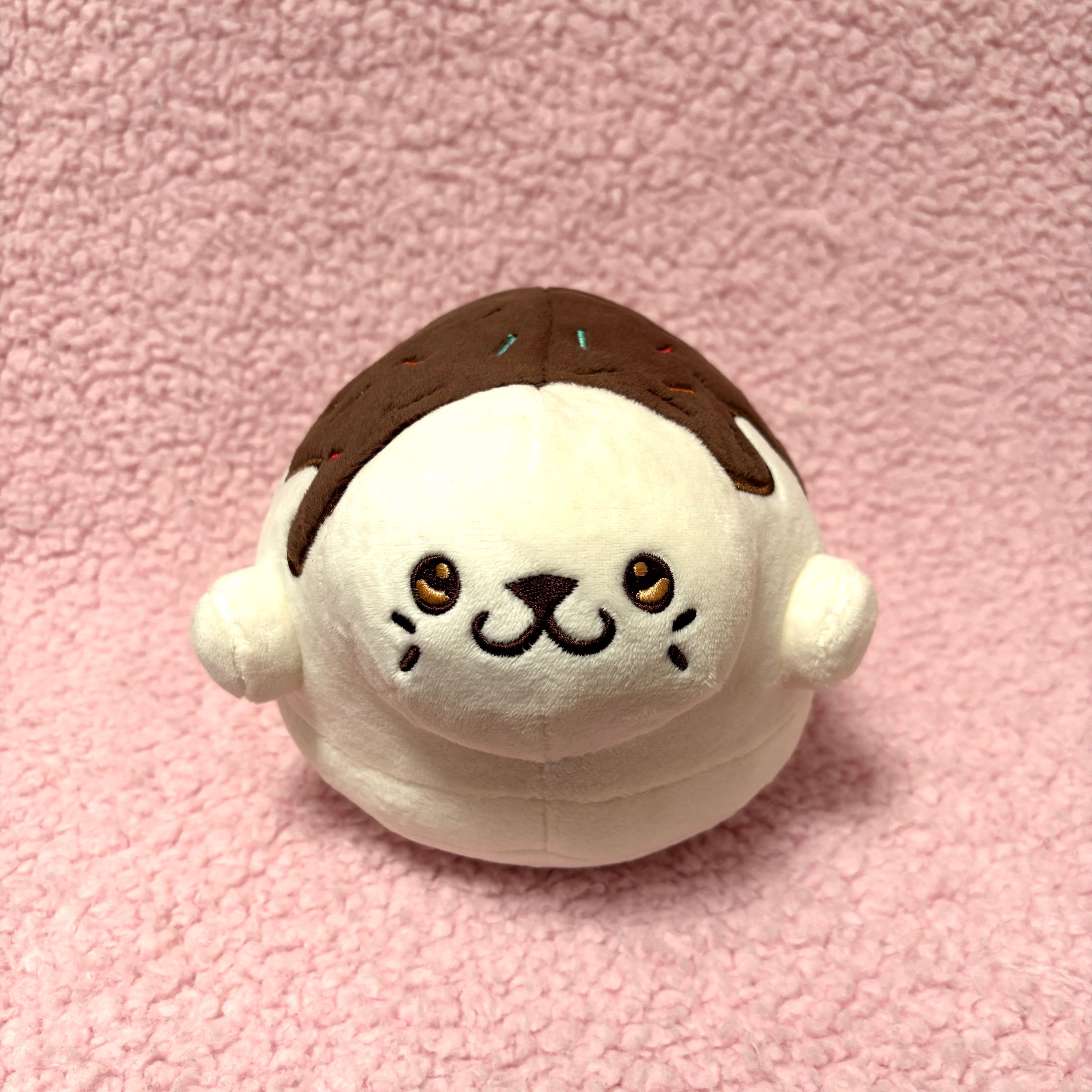 Collectible Vanilla Sundae Seal Plush, Cute Ice Cream Art Plush, Original Design!
