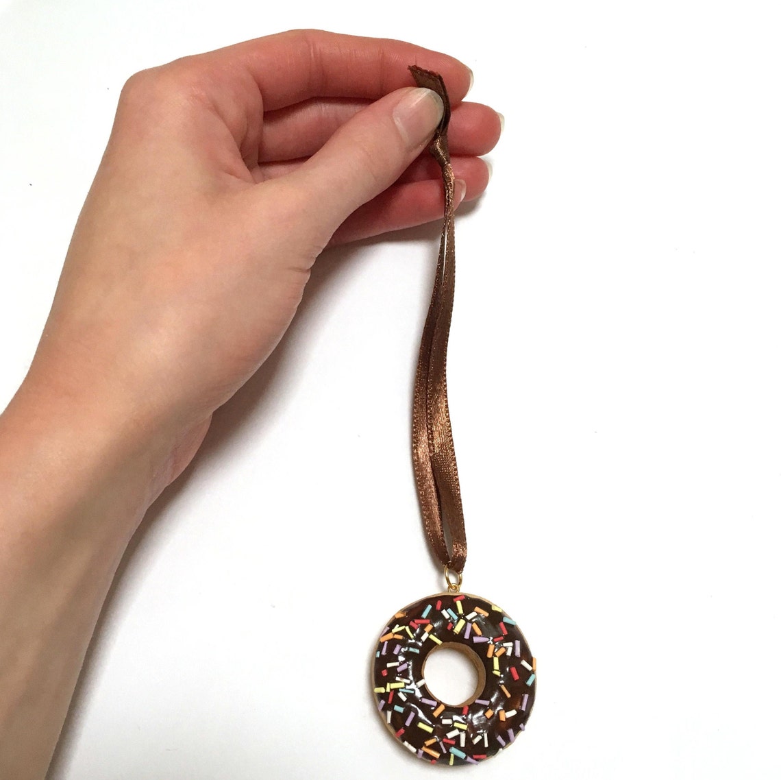 Chocolate Donut Ornament Handmade Ornament Polymer Clay Etsy