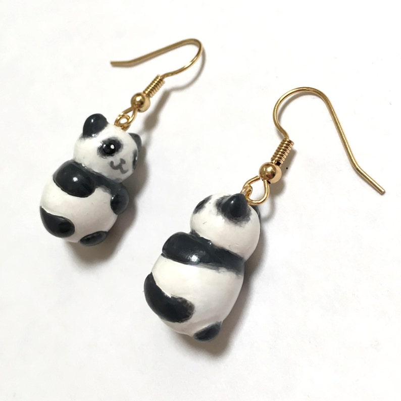 Giant Panda Earrings Miniature Panda Charms Kawaii Panda Gift Cute Animal Earrings Panda Bear Earrings Tiny Pandas Little Bears