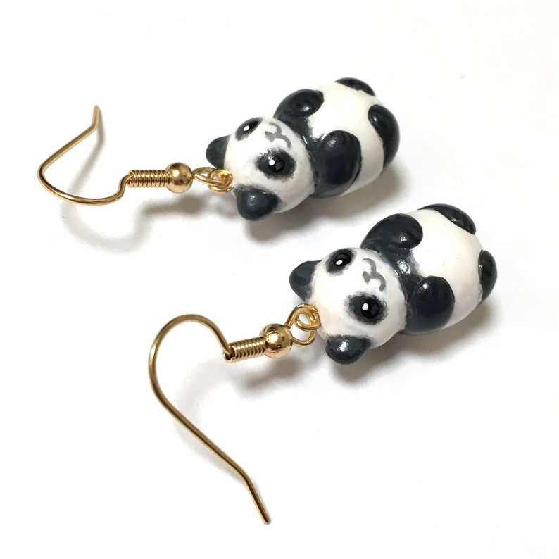 Giant Panda Earrings Miniature Panda Charms Kawaii Panda Gift Cute Animal Earrings Panda Bear Earrings Tiny Pandas Little Bears