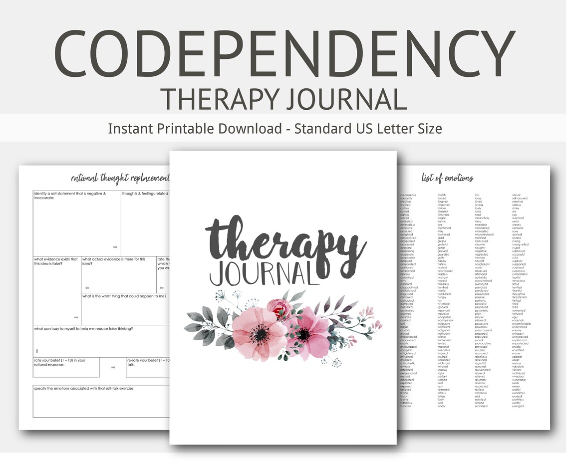 Therapy Journal for Codependency Boundaries, Abuse, Mental Health