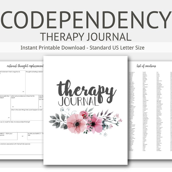 Therapy Journal for Codependency: Boundaries, Abuse, Mental Health, Depression, Anxiety, Eating Disorders, Borderline Personality, PTSD