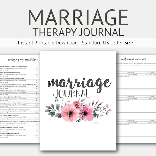 Marriage Therapy Journal: Couples Counseling, Marriage, Engaged, Spouse, Therapy Journal, Relationship, Newlywed, Fiance, Dating, Premarital