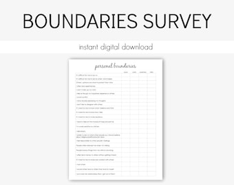 Personal Boundaries Survey: Mental Health, Depression, Anxiety, Therapy Journal, Home Management, PTSD, Planner, Instant Printable, Journal