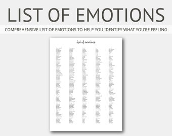 List of Emotions: Mental Health Journal, Depression, Anxiety, Therapy Journal, Home Management, Counseling Binder, Planner, Instant Download