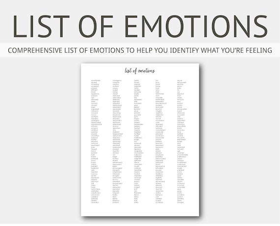 List Of Emotions Mental Health Journal Depression Anxiety Etsy