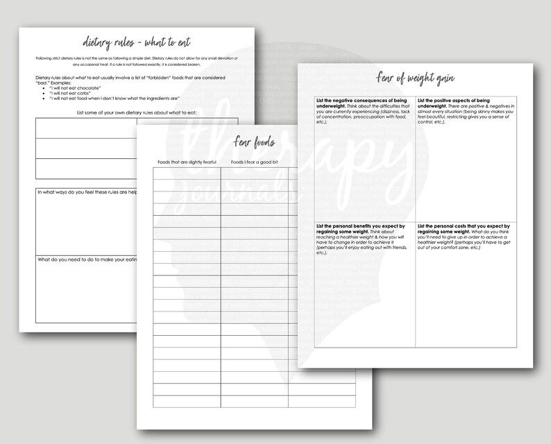 Bulimia Therapy Journal: Mental Health Eating Disorder Etsy