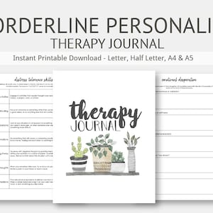 Borderline Personality Disorder Therapy Journal: Mental Health, Depression, Anxiety, Impulse Control, Attachment, Instant Printable Download