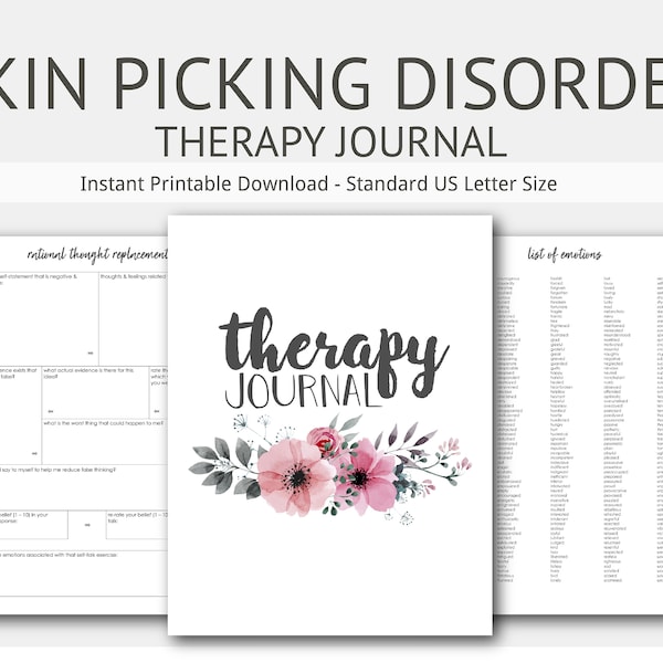 Compulsive Skin Picking Therapy Journal: Mental Health, Dermatillomania, Excoriation, Impulse Control, Counseling, Instant Printable