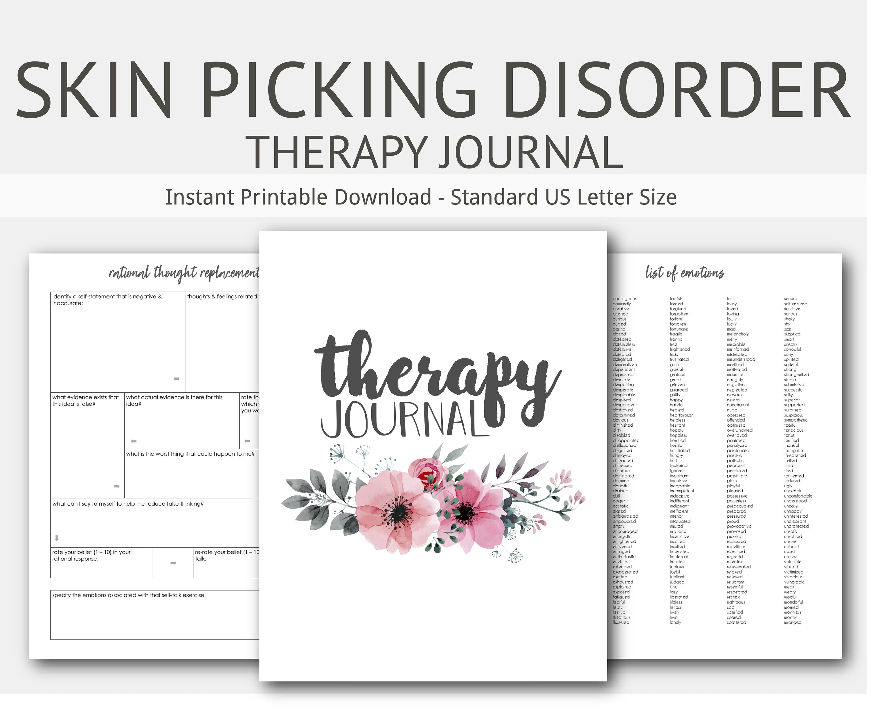 Compulsive Skin Picking Therapy Journal: Mental Health, Dermatillomania,  Excoriation, Impulse Control, Counseling, Instant Printable - Etsy