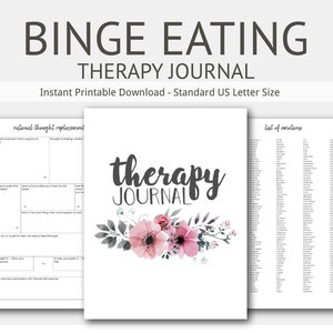 Binge Eating Disorder Therapy Journal: Mental Health, Eating Disorder, Anorexia, Bulimia, Weight Gain, Obesity, Instant Printable Download