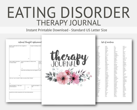 Eating Disorder Therapy Journal: Mental Health, Bulimia, Anorexia, Depression, Anxiety, Binge, Purge, Instant Printable Download