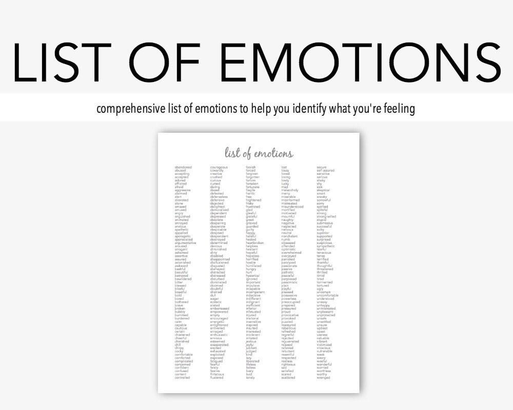 List of feelings. List of emotions and feelings. Feeling words. Feelings word list. Language art.