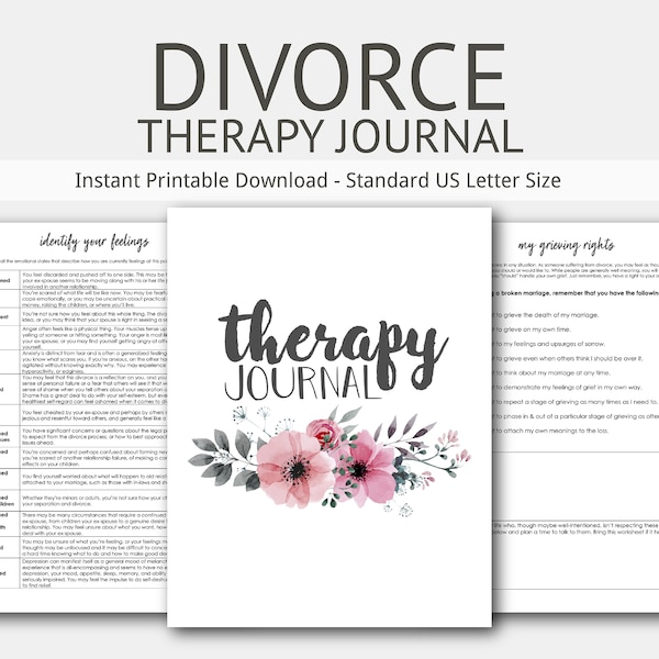 Divorce Therapy Journal: Marriage, Breakup, Therapy Journal, Relationship, Dating, Grief, Depression, Anxiety, Stress Journal, Spouse