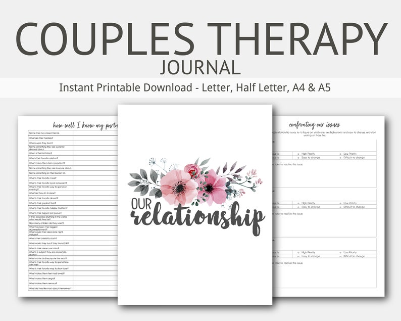 Couples Therapy Journal Couples Counseling Marriage Etsy Hong Kong