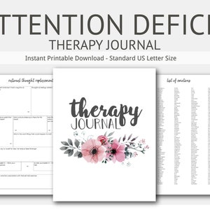 Attention Deficit Disorder Therapy Journal: Mental Health, ADD, Depression, Anxiety, Learning Disorder, Hyperactivity, Instant Printable image 1