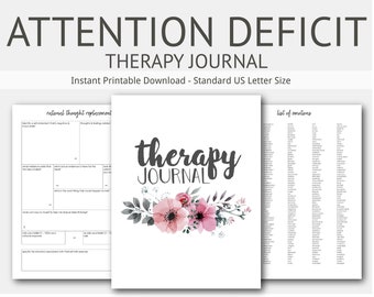 Attention Deficit Disorder Therapy Journal: Mental Health, ADD, Depression, Anxiety, Learning Disorder, Hyperactivity, Instant Printable