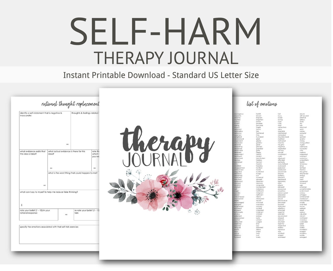 Self-harm Therapy Journal: Mental Health, Cutting, Burning, Depression ...