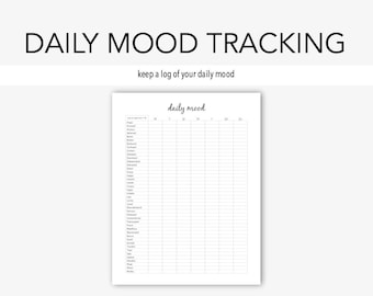 Daily Mood: Mental Health, Depression, Anxiety, Therapy Journal, Home Management, Counseling Binder, Planner, Instant Printable, Journal