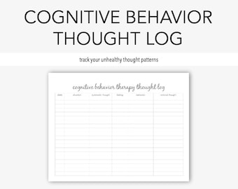 Cognitive Behavior Therapy Thought Log: Mental Health Journal, Depression, Anxiety, Therapy Journal, Home Management, Counseling Journal