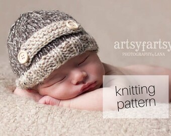 KNITTING PATTERN Lil Tweed Beanie // Newborn Hat, Newborn Photography Prop, PDF Instant Download