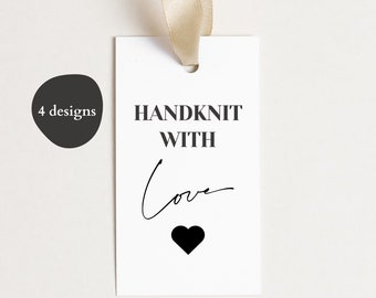 PRINTABLE Gift Tags for Handknit Items, Hand Knit Gift Labels, Hang Tags, 4 Minimal Modern Designs, Bonus Tags, Digital Download