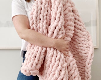 KNITTING PATTERN Chunky Blanket, DIY Mother's Day Gift, Jumbo Knit Blanket Pattern, Modern Cozy Room Decor, Handmade Gift, Digital Download