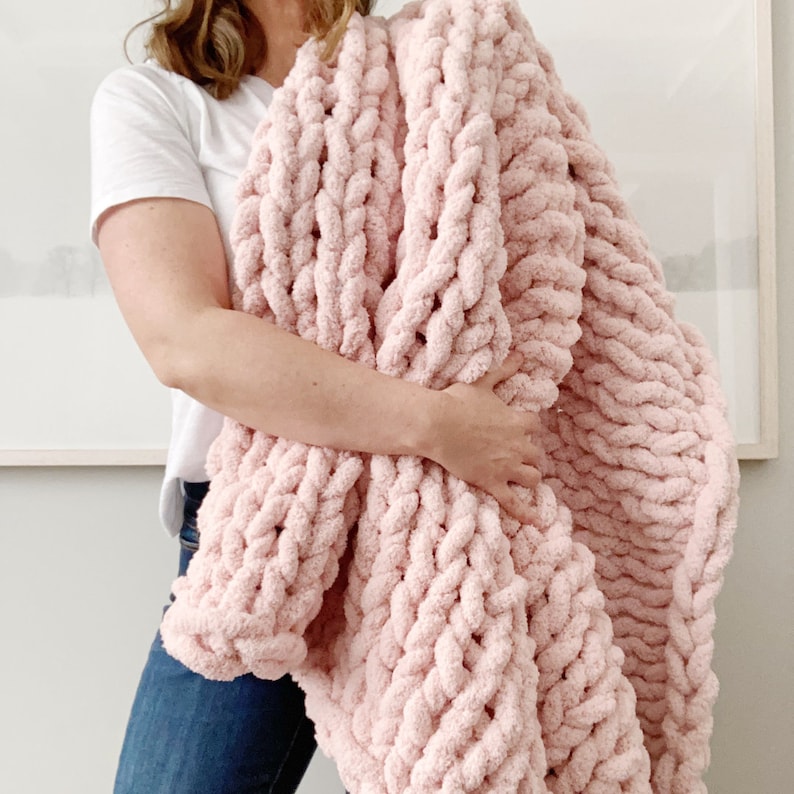 Beginner Friendly Chunky Knit Throw Pattern Easy Knit Throw Blanket Video Tutorial Included Simple Steps Knitting Instructions Large Blanket Sizes Available Soft Cloud Yarn Machine Washable Perfect For Cozy Nights Easy Diy Project For