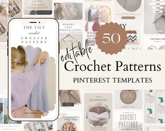 Häkelanleitung Pinterest Vorlagen Crochet Business Pinterest Werbe Marketing Moderne Neutral Bearbeitbare Canva Social Media Templates