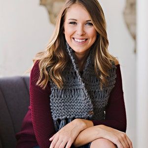 Beginner Friendly Scarf Knitting Pattern Wrap with Fringe Scarf Knitting Pattern for Women Winter Accessory DIY Gift for Her/Mom/Friends