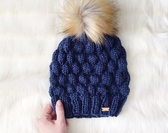 Patrón de gorro de punto con burbujas, gorro fácil de tejer (descarga digital)
