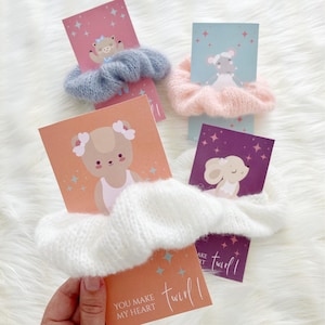 Ballerina Scrunchie Cards for Valentines Day Card Dancer Printable TuTu Scrunchie Holder Gift Tag Kids Ballerina Birthday Party Favor