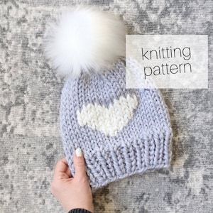 KNITTING PATTERN Heart Hat, Handmade Valentines Day Gift for Her, Knit Beanie, Cozy Winter Accessory, Digital Download image 1