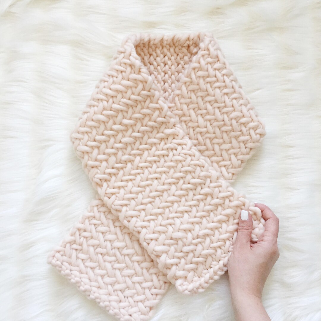 Herringbone Scarf Knitting Pattern Cozy Winter Accessory Chunky Knit ...
