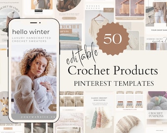 Moderne Pinterest Templates für Crochet Produktmarketing Anpassbare Canva Pinterest Pin Templates Crochet Pinterest Social Media Design