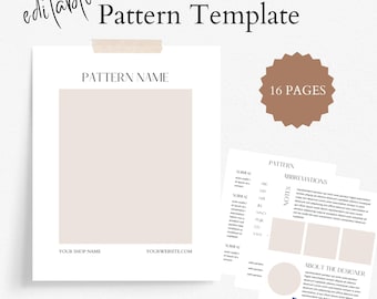 Plantilla de patrón de crochet para tejer / Diseño editable en Canva (descarga digital)
