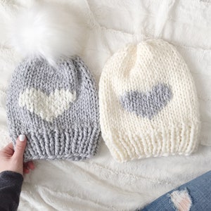 KNITTING PATTERN Heart Hat, Handmade Valentines Day Gift for Her, Knit Beanie, Cozy Winter Accessory, Digital Download image 4